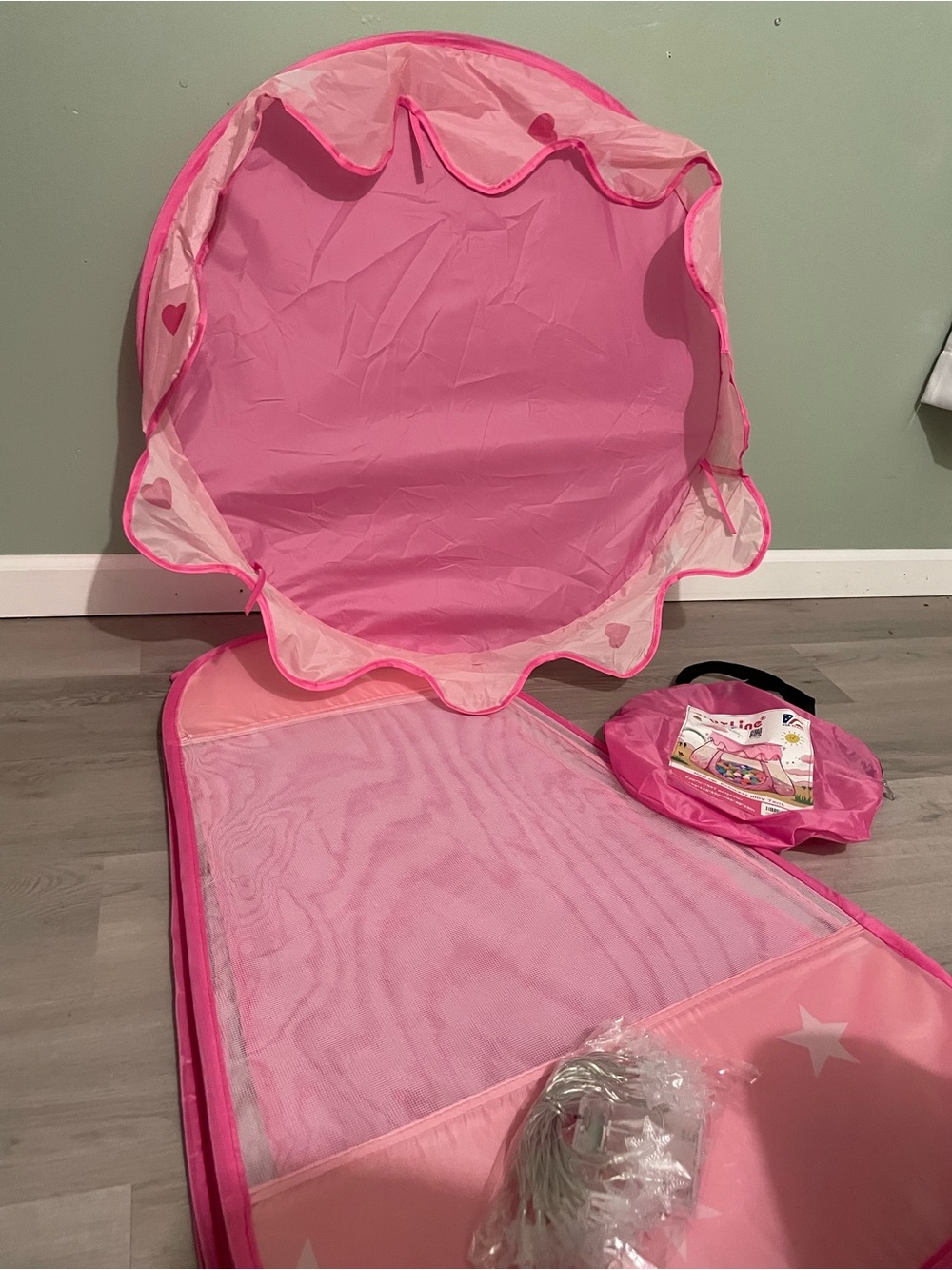 Kids Pink Play Castle Tent with star lights - Picture 4 of 4